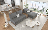 English Elm 114" L-Shaped Sofa Sectional Sofa With Two Usb Ports and Two Power Sockets, A Storage Drawer and A Reversible Chaise Lounge For Living Room, Grey