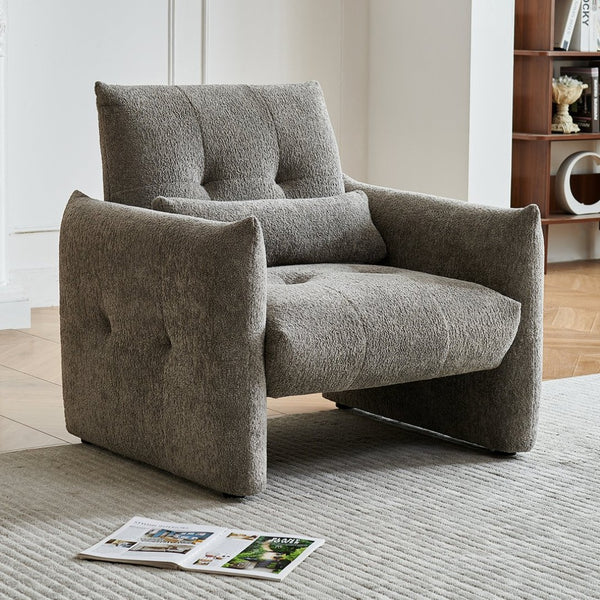 English Elm Ergonomic Tufted Velvet Accent Chair Solid Wood Frame with Lumbar Support Compact Seating Gray W1765P366981
