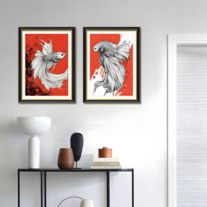 English Elm Set Of 2 Betta Fish Canvas Wall Art – Vibrant Modern Decor With Solid Wood Frames For Home Elegance T3976P383239-GIGA
