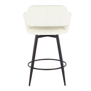 English Elm Margarite 26" Contemporary Counter Stool Set of 2 with Swivel, Faux Leather Upholstery, Footrest Cream B202S00350
