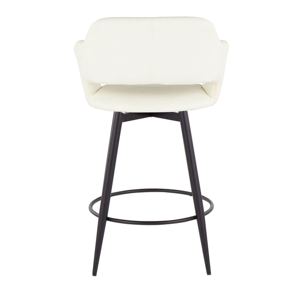 English Elm Margarite 26" Contemporary Counter Stool Set of 2 with Swivel, Faux Leather Upholstery, Footrest Cream B202S00350