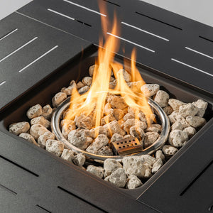 English Elm 34" 34inch Propane Fire Pit Table with 50,000 BTU Steel Body, Stainless Burner, Lava Rocks, ETL Approved W853P202186
