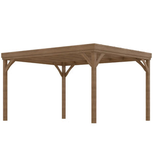 English Elm Patio Fir Wood Pergola with Open Grid Roof for Climbing Vines and Backyard Shade T3971S00166
