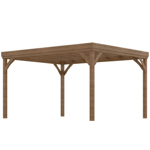 English Elm Patio Fir Wood Pergola with Open Grid Roof for Climbing Vines and Backyard Shade T3971S00166