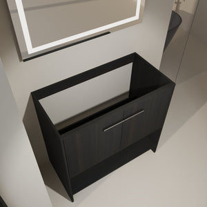 English Elm 36" Freestanding Bathroom Vanity with 2 Doors and Open Shelf, Modern Ergonomic Plywood Cabinet Dark Oak W1972P268401