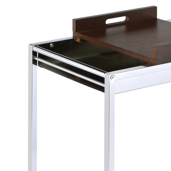 English Elm Chrome Elegant Serving Cart with Removable Tray, Wine Rack & Stemware Shelf on Smooth Casters - Stylish Bar Cart for Home Gatherings B062P184578