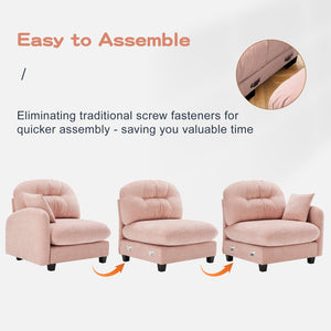 English Elm Loveseat Modular Cloud Sectional Sofa with Tufted Chenille Backrest, Ergonomic High-Density Comfort, Durable Wood Base Pink W714S01384