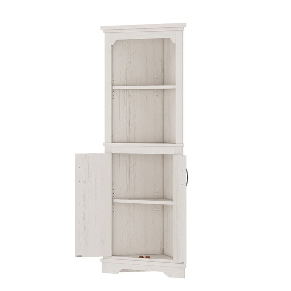 English Elm Tall Corner Cabinet with Open Shelves Enclosed Storage for Living or Dining Rooms W1580P425307