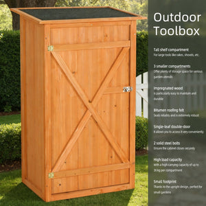 English Elm Outdoor Solid Wood Storage Shed with Lockable Door and Adjustable Shelves for Backyard W3921P409955