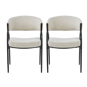 English Elm Upholstered Gray Fabric Dining Chair Set of Two with Sleek Metal Legs Modern Style N768P184752B