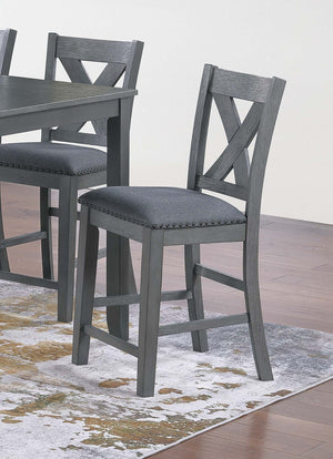 English Elm Modern 7-Piece Counter Height Dining Set Gray - 60" Table, Cushioned X-Cross Back Chairs, Nailhead Trim B011P370423