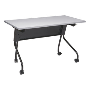 OSP Home Furnishings 4' Flip Top Nesting Training Table with Laminate Surface and Locking Casters Grey Black 84224BG