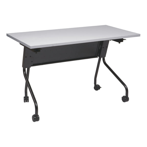 OSP Home Furnishings 4' Flip Top Nesting Training Table with Laminate Surface and Locking Casters Grey Black 84224BG