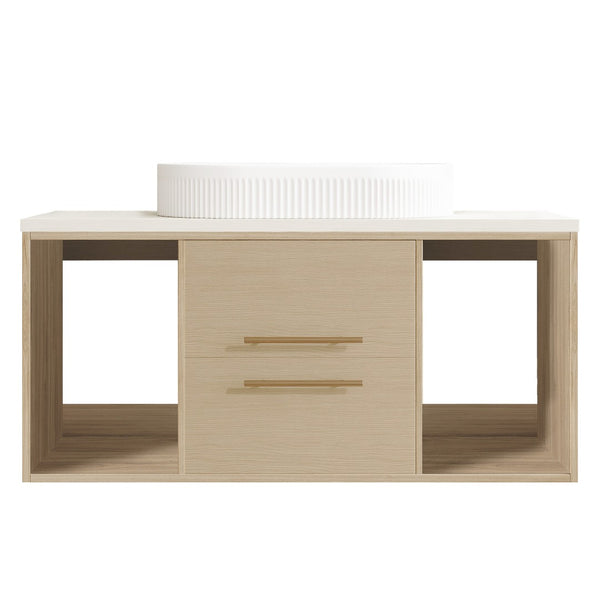 English Elm Modern Floating Bathroom Vanity Oval Ceramic Sink Plywood Cabinet Soft Close Storage W3136S00077