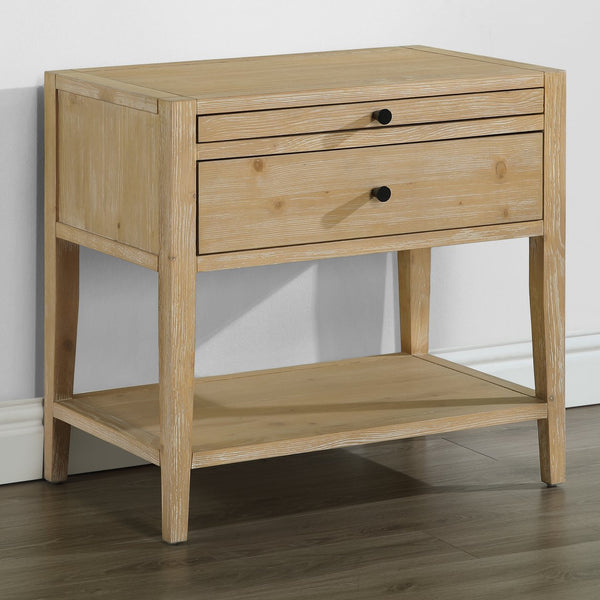 English Elm Sunveil 1-Drawer Nightstand with Pull-Out Tray and Open Shelf, Wood Construction, No Assembly Required Natural B050P362617