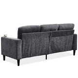 English Elm Modern Design Chenille 3 Seat L-Shape Sectional Sofa With Storage Chaise For Apartment, Studio, Office,Living Room,L Shape-Dark Grey