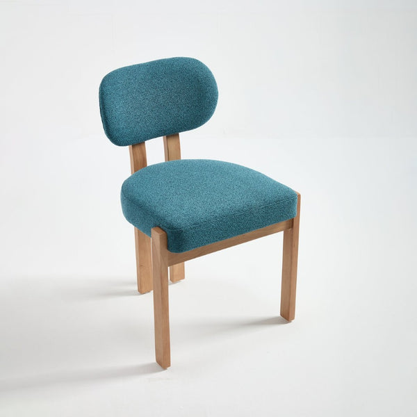 English Elm Wooden Wingback Dining Chairs Chenille Upholstered Farmhouse Set for Kitchen Comfort Teal W3244P316082