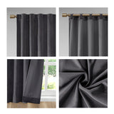 510 Design Colt Modern/Contemporary Room Darkening Metallic Printed Poly Velvet Rod Pocket/Back Tab Window Panel Pair 5DS40-0227 Charcoal