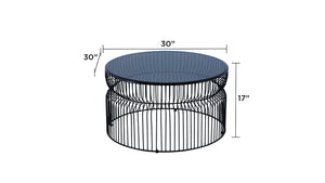 English Elm CT901 Modern 30" Round Coffee Table with Tinted Tempered Glass Top and Sturdy Metal Base, Black Elegant Finish B009P306196