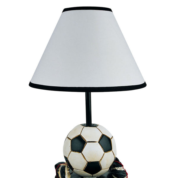 English Elm 15" Tall Soccer-Themed Accent Table Lamp For Kids - Playful Polyresin Design With Warm Glow B072116097