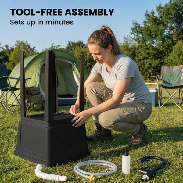 English Elm Flexible Freestanding Sink Station with Soap Dispenser for Outdoor Camping Worksites Black T3971P500167