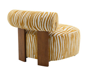 English Elm Contemporary Sculpted Barrel-Back Arm Chair with Smooth Casters, Neutral Textured Upholstery, Stylish Accent Seating Yellow 31 L x 34 W x 27 H B2741P401386