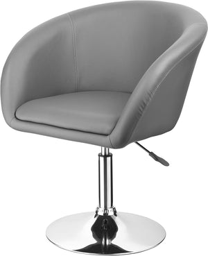 English Elm Adjustable Faux Leather Swivel Barrel Chair with Chrome Base — Modern Upholstered Counter Seat, Ergonomic Comfort & Height Range Gray+Silver 27 L x 25 W x 17 H B011P356304