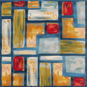 Unique Loom Outdoor Modern Cubed Machine Made Geometric Rug Multi, Blue/Gold/Green/Navy Blue/Orange/Red 5' 4" x 6' 1"