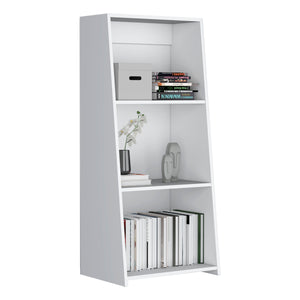 English Elm Note 47" Ladder Bookcase Tall Three-Tier Space-Saving Modern Shelf Unit for Small Spaces and Offices White 17.5 L x 42 W x 9 H B200P253718