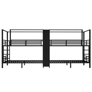 English Elm Full Size Quadruple Metal Bunk Bed With Storage & Wardrobe - Sturdy Design For Space-Saving Comfort W1580S00155