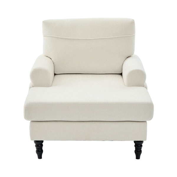 English Elm Modern Chenille Recliner Chaise Lounge Sofa Chair with High-Resilience Foam, Wide Seat, 550lb Capacity Beige W395P371331