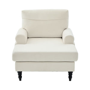 English Elm Modern Chenille Fabric Recliner Chaise Lounge Sofa with High-Resilience Foam, 550LB Capacity, Cozy Plush Backrest and Armrests for Living Room Relaxation Beige W395P371331