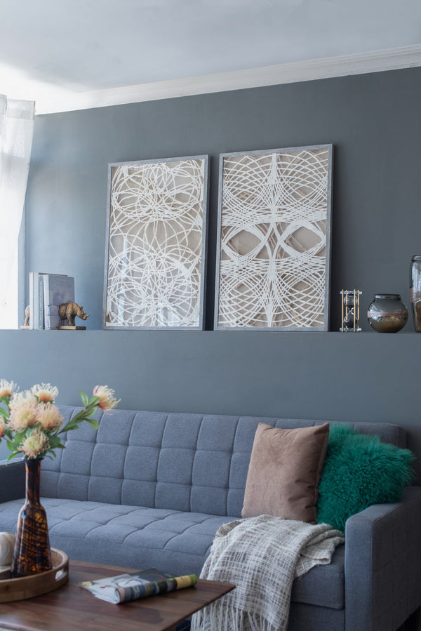 English Elm S/2 Sienna Paper Leaf Shadow Box Wall Décor, Set of 2 Gray-Washed Frames for Modern Spaces W2078P205298