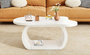 English Elm ON-TREND Cloud Coffee Table with Curved Legs, 1.5" Thick Round-Edge Top, Lightweight Stylish Accent for Living Room White N721P262567K
