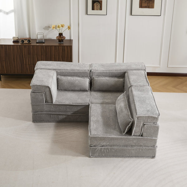 English Elm Compression Mahjong Sofa Bed – Versatile Modular Floor Sofa With No Assembly, Soft Fleece & Pillows W3723S00020