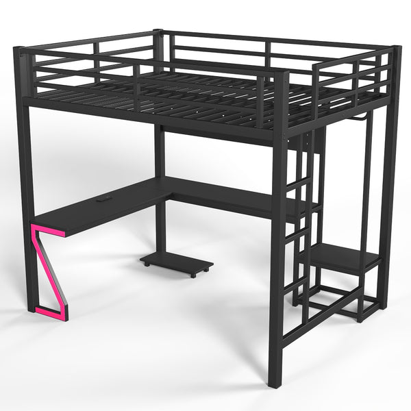 English Elm Twin Over Full Playhouse Bunk Bed with Slide Ladder Storage Shelves and Wardrobe W5305S00052
