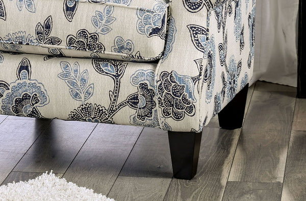 English Elm Transitional High Back Stripe Chair with Rolled Arms for Coastal Comfort and Supportive Seating Appeal Ivory 35 L x 34 W x 33 H B2741P375962