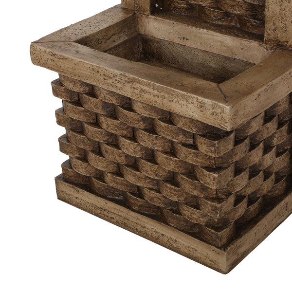 English Elm Christopher Knight Home® - 35.25" Hand Crafted Weather-Resistant Floor Fountain with Underwater Lights, Wall Tower Accent, Brown 71774.00LBRN