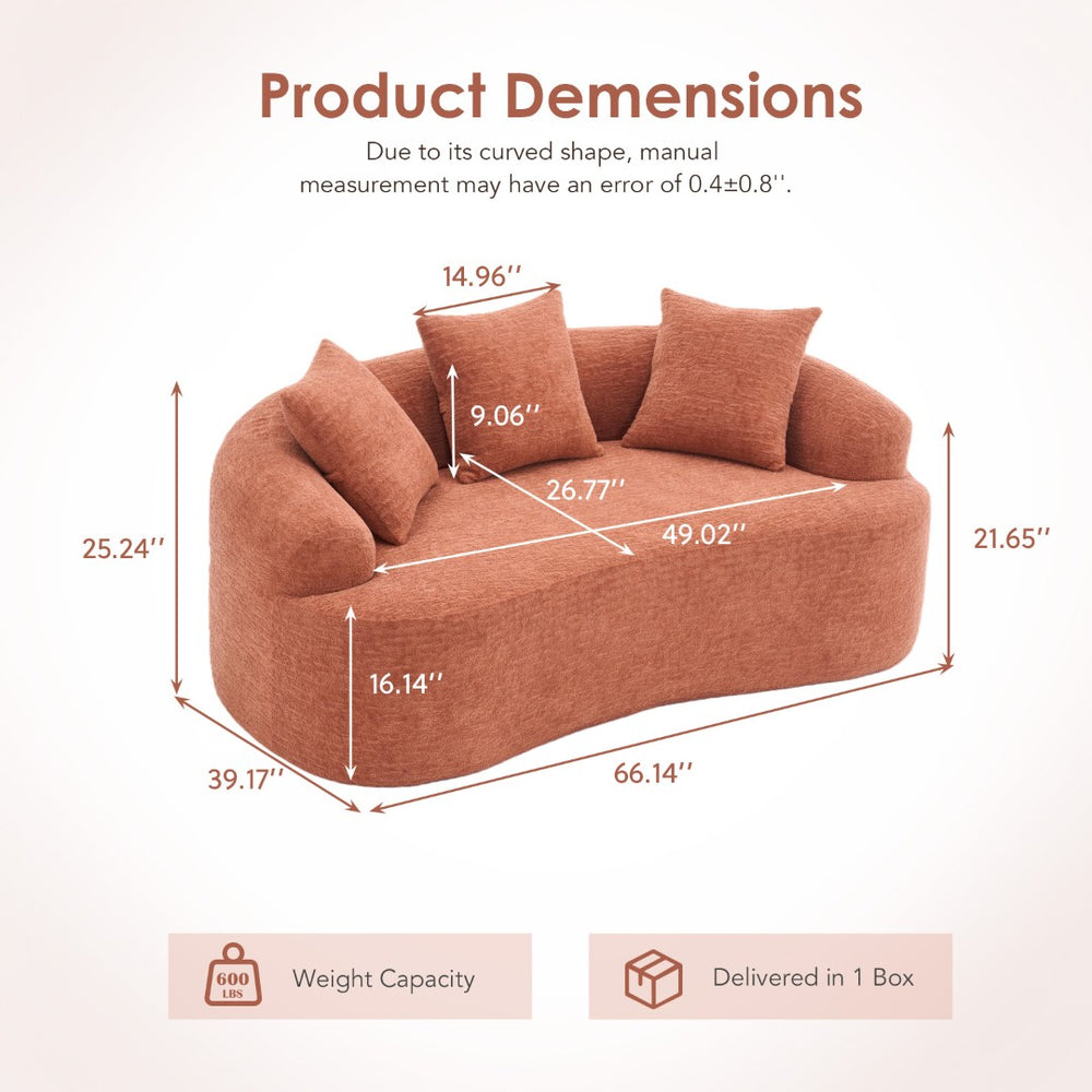 English Elm Ly-025s Chenille Curved Loveseat Compact Sofa with Spring Support for Small Spaces W2231P495049
