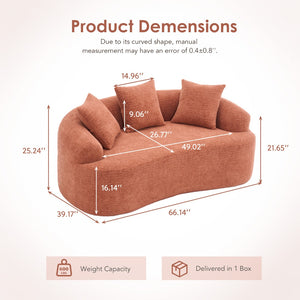 English Elm Ly-025s Chenille Curved Loveseat Compact Sofa with Spring Support for Small Spaces W2231P495049