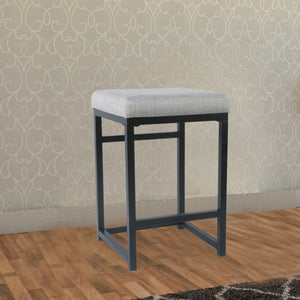 English Elm Open Back Counter Stool Powder Coated Frame Padded Woven Seat for Kitchen Bar B056P417124