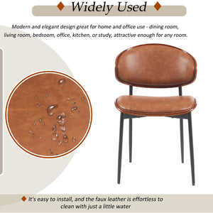 English Elm Mid-Century Modern Dining Chairs Set Of 2 – Chic Italian Bentwood With Luxe Pu Leather & Metal Legs N842P290053D