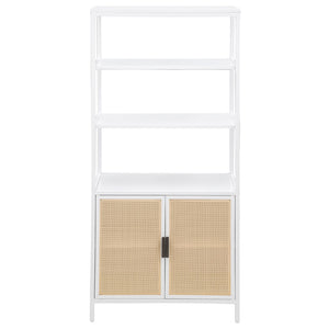 English Elm Kenneth Tall Metal and Pe Rattan Accent Cabinet with Open Shelves for Living Spaces B062P440091