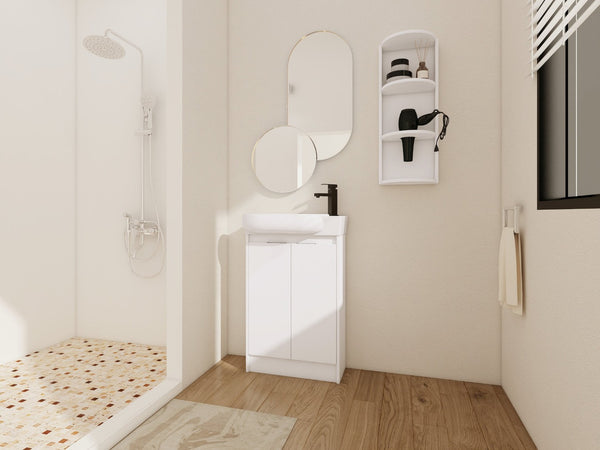 English Elm 23" Freestanding Ceramic Vessel Sink Vanity with Soft Close Cabinet and Wall Rack W999S00490