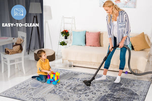 English Elm Payas Medallion Area Rug - Elegant Cream & Blue Design, Durable Polyester For Family Spaces & Easy Care B189P183573-GIGA