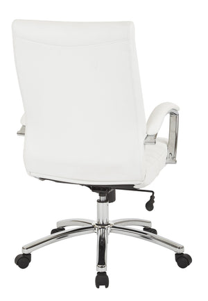 OSP Home Furnishings Executive Mid-back Office Chair with Faux Leather Upholstery and Lumbar Support White FL92017C-U11