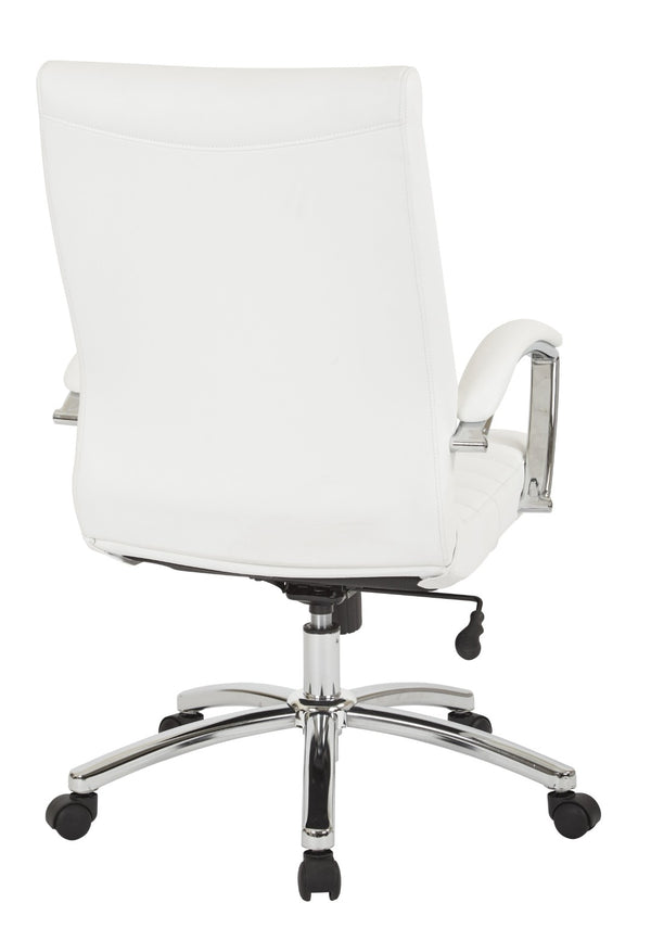 OSP Home Furnishings Executive Mid-back Office Chair with Faux Leather Upholstery and Lumbar Support White FL92017C-U11