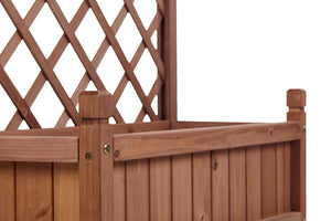 English Elm Raised Wood Planter Boxes with Integrated Trellis for Climbing Vines Set of Two D720094446