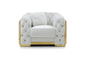 English Elm Lexi Plush Velvet Sofa with Button Tufting and Diamond Quilted Exterior, Welted Cushions & Throw Pillows Ivory 47 L x 35 W x 30 H B078P301023