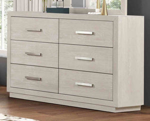 English Elm Dresser with Beveled Mirror Six Drawer Solid Acacia Light Gray Transitional Bedroom B2741S00859